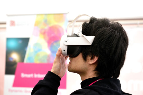 Man earing a VR headset